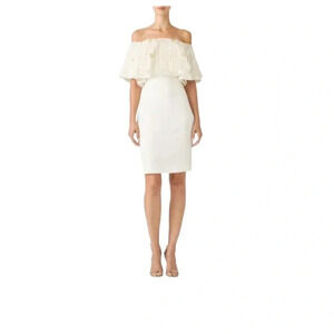 Slate & Willow Golden Iris Dress Size 8 Sheath Off shoulder Lace Ruffle 8 RTR